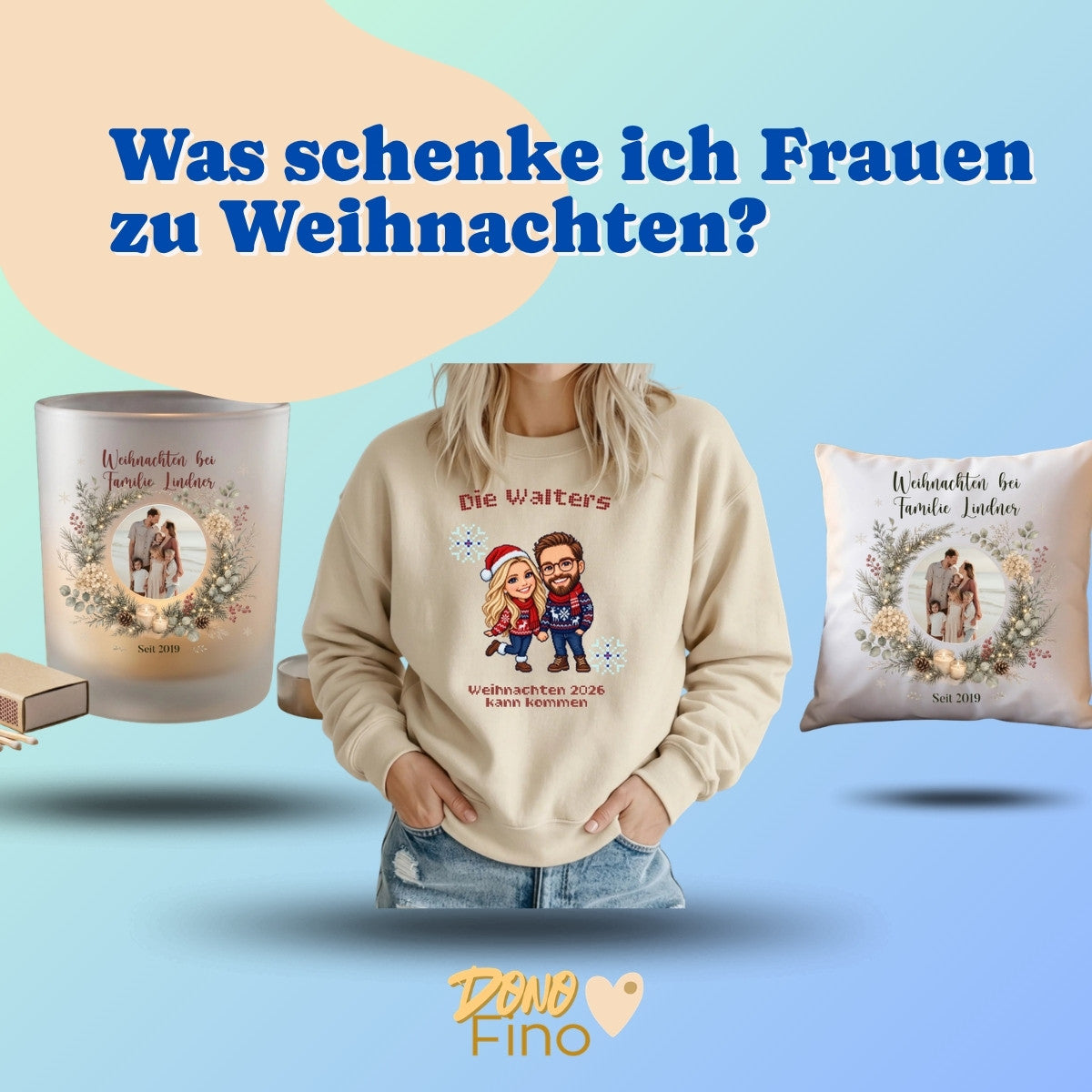 Was schenke ich Frauen zu Weihnachten? Teelicht, Familien Weihnachtspullover und Weihnachtskissen