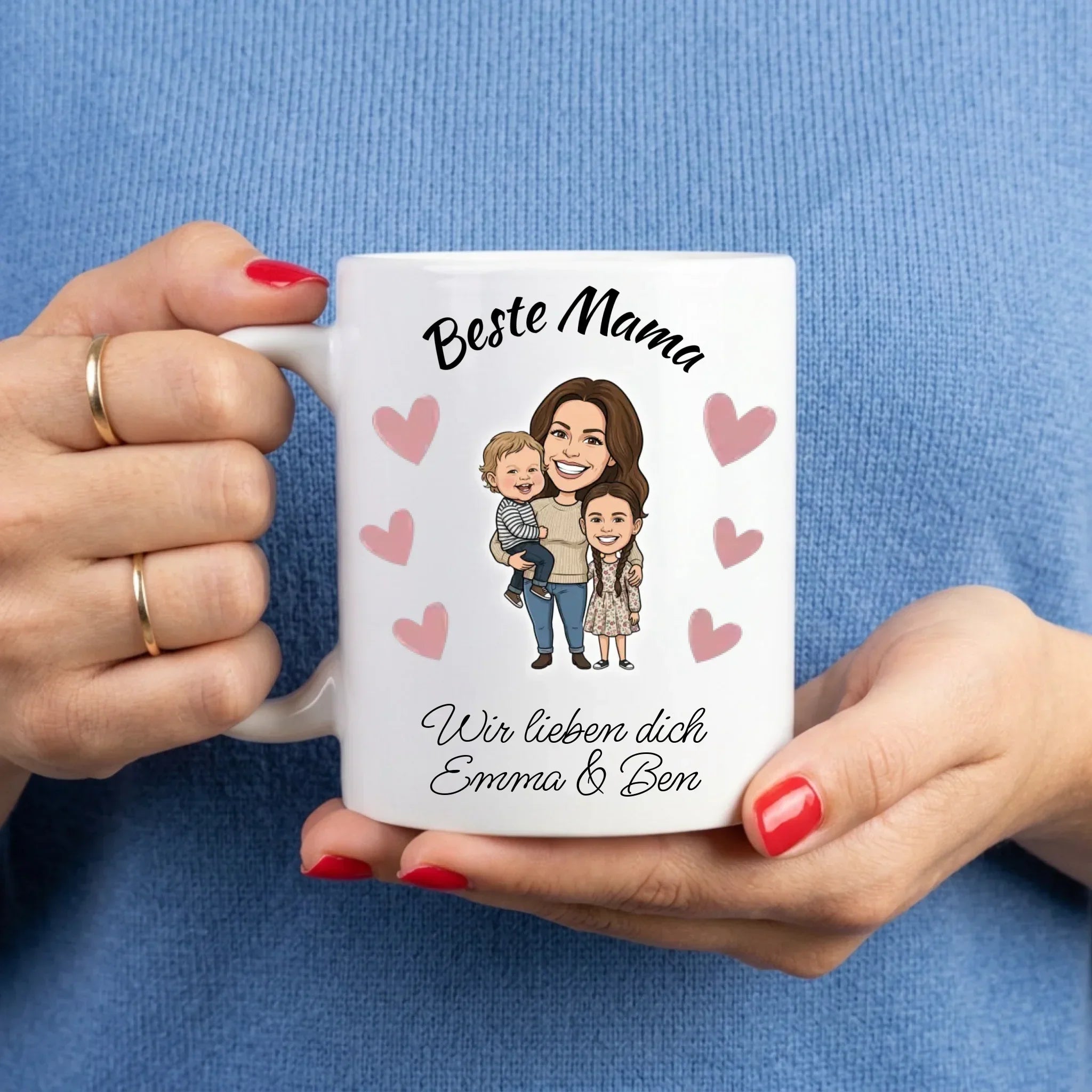 Beste Mama Tasse mit Comic personalisiert