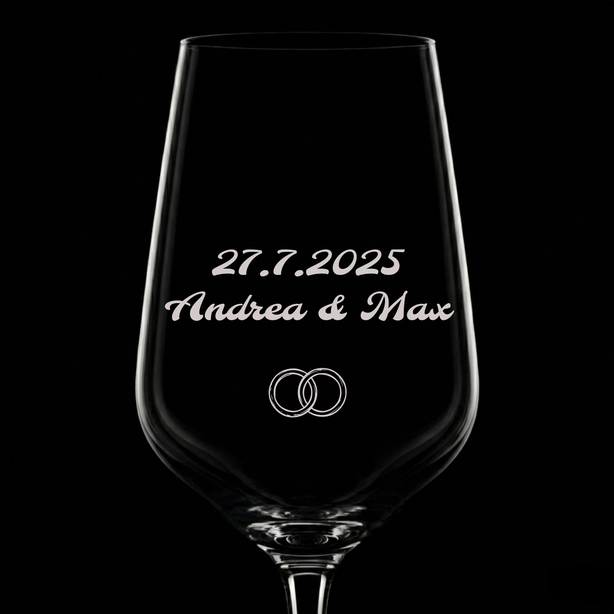 Weinglas mit Text Gravur personalisiert