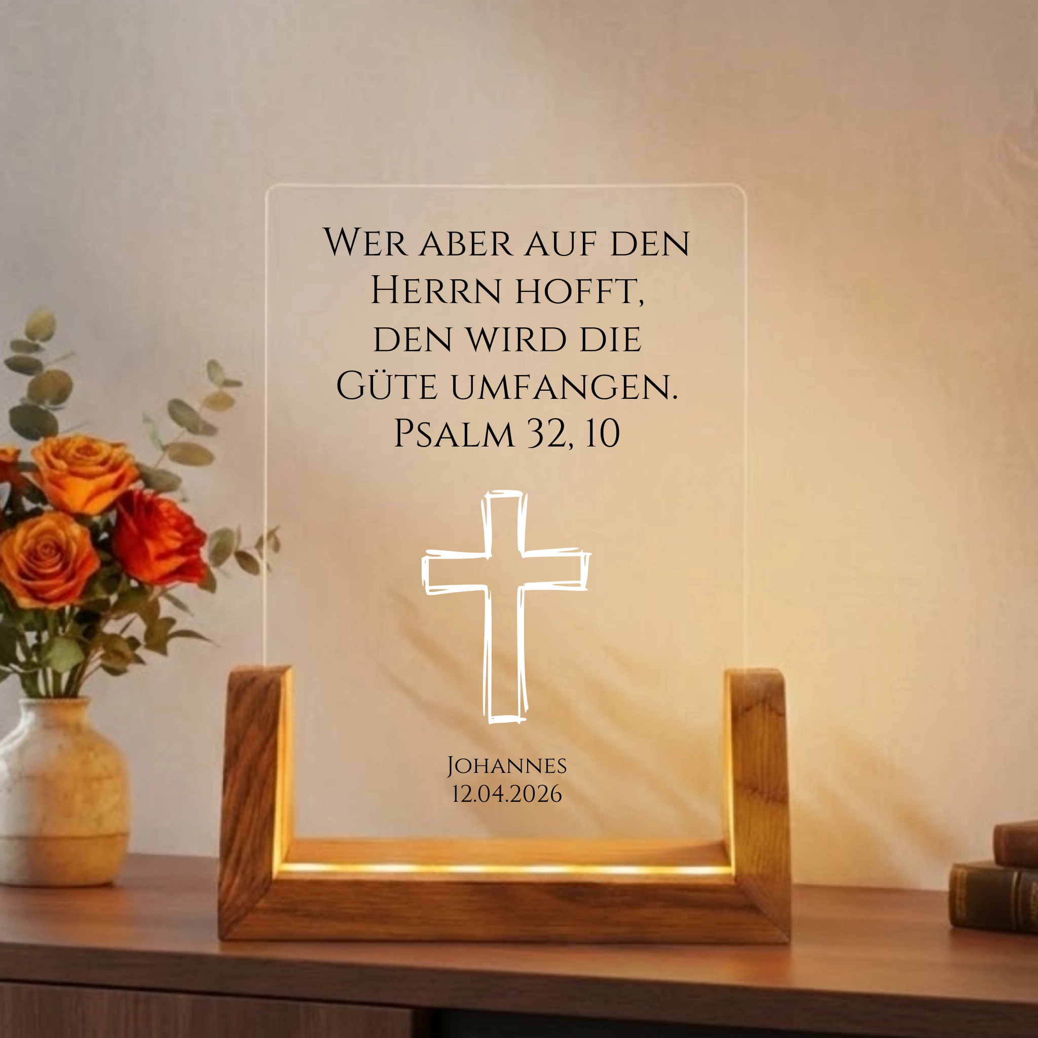 Geschenk zur Kommunion - Lampe mit Psalm personalisiert