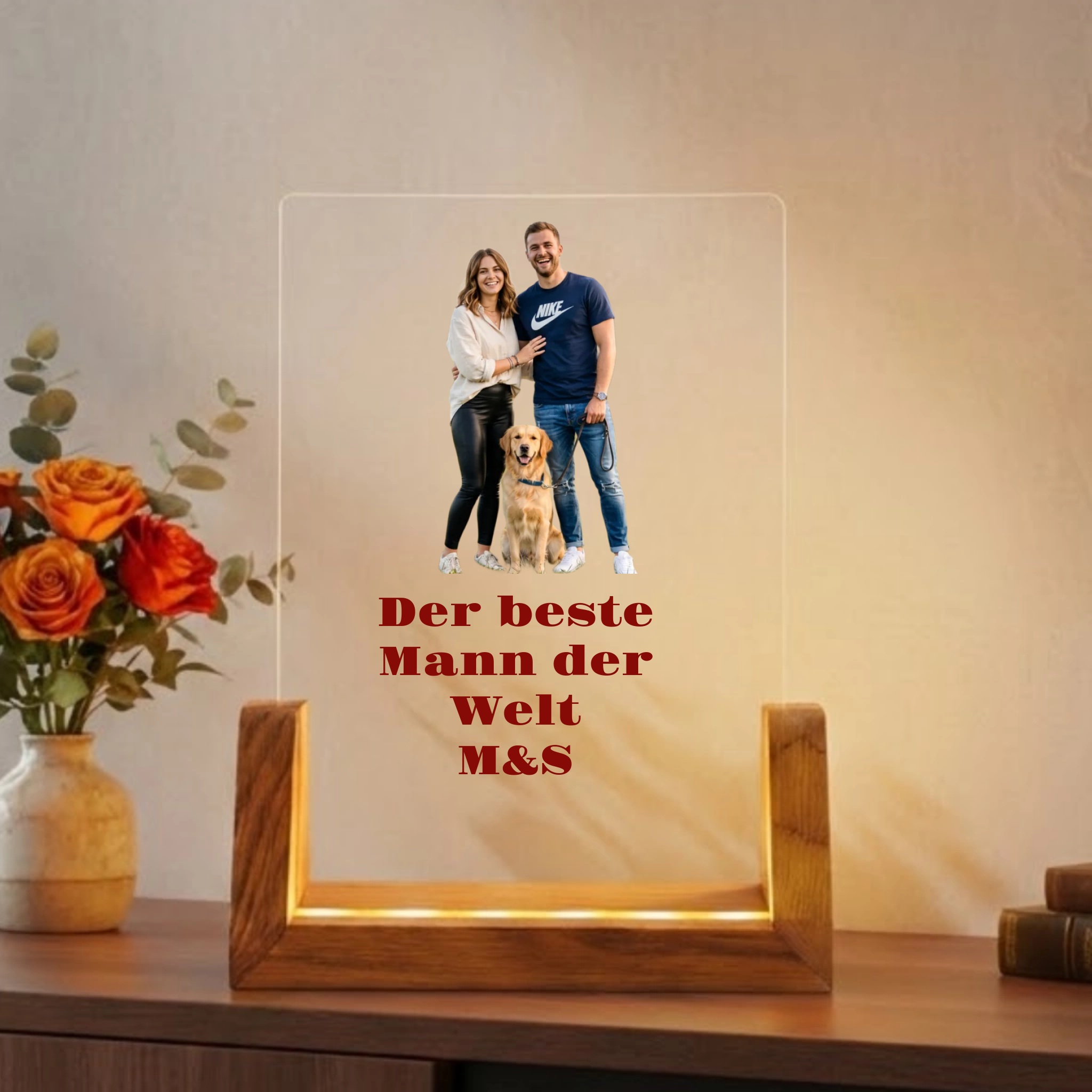 Personalisierte LED Lampe mit Foto und Text