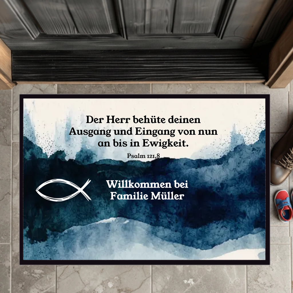 Christliche Fußmatte mit personalisiertem Text