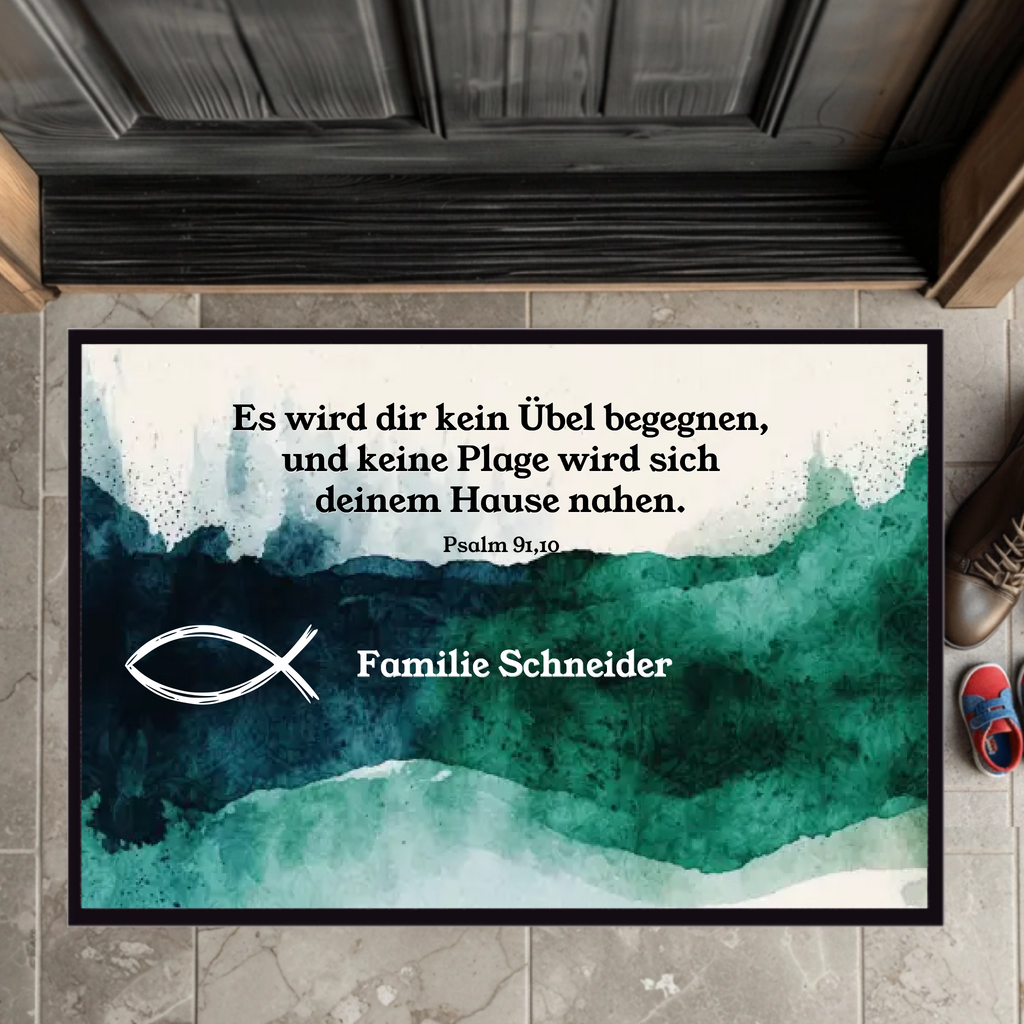 Christliche Fußmatte mit personalisiertem Text