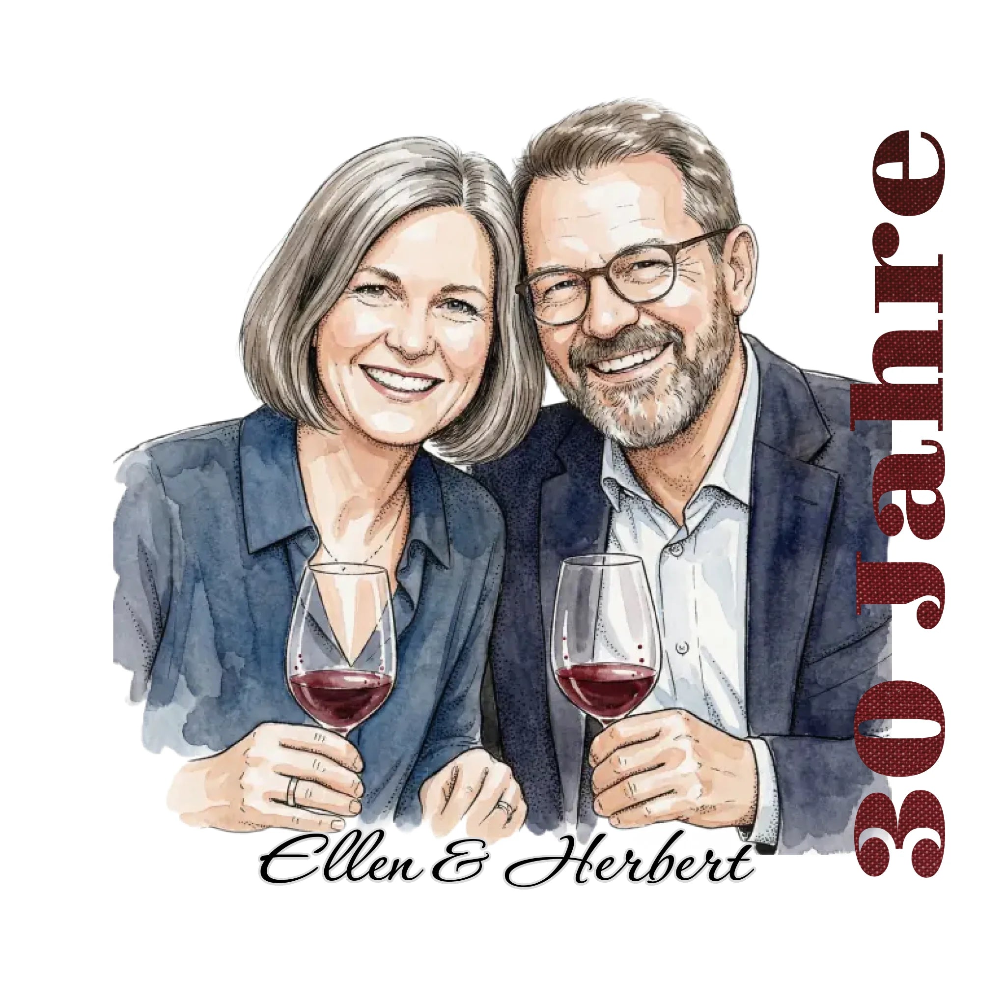 Personalisiertes Weinglas zum Jubiläum, Jahrestag, Silberhochzeit oder einem runden Geburtstag. Stilvoll und elegant