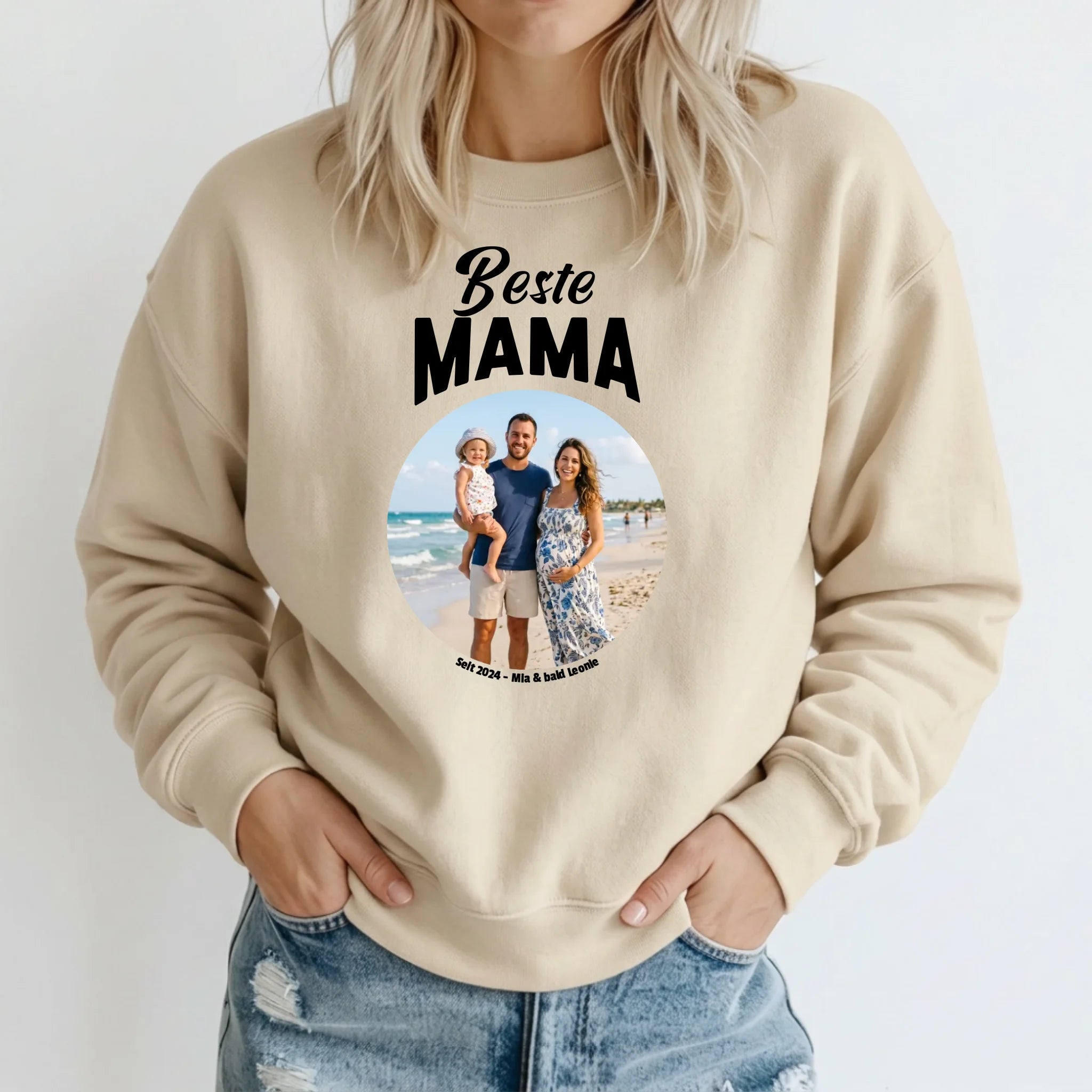 Sweater beige personalisiert