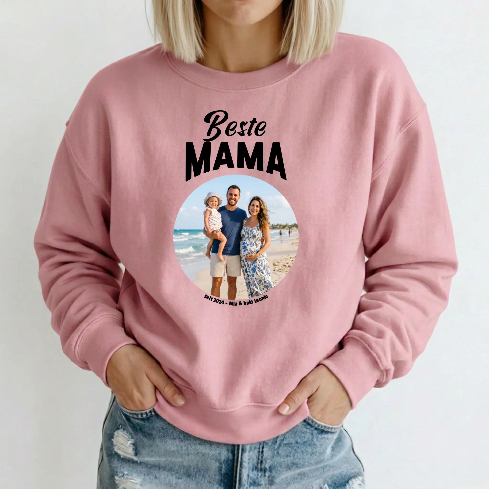Sweater beige personalisiert