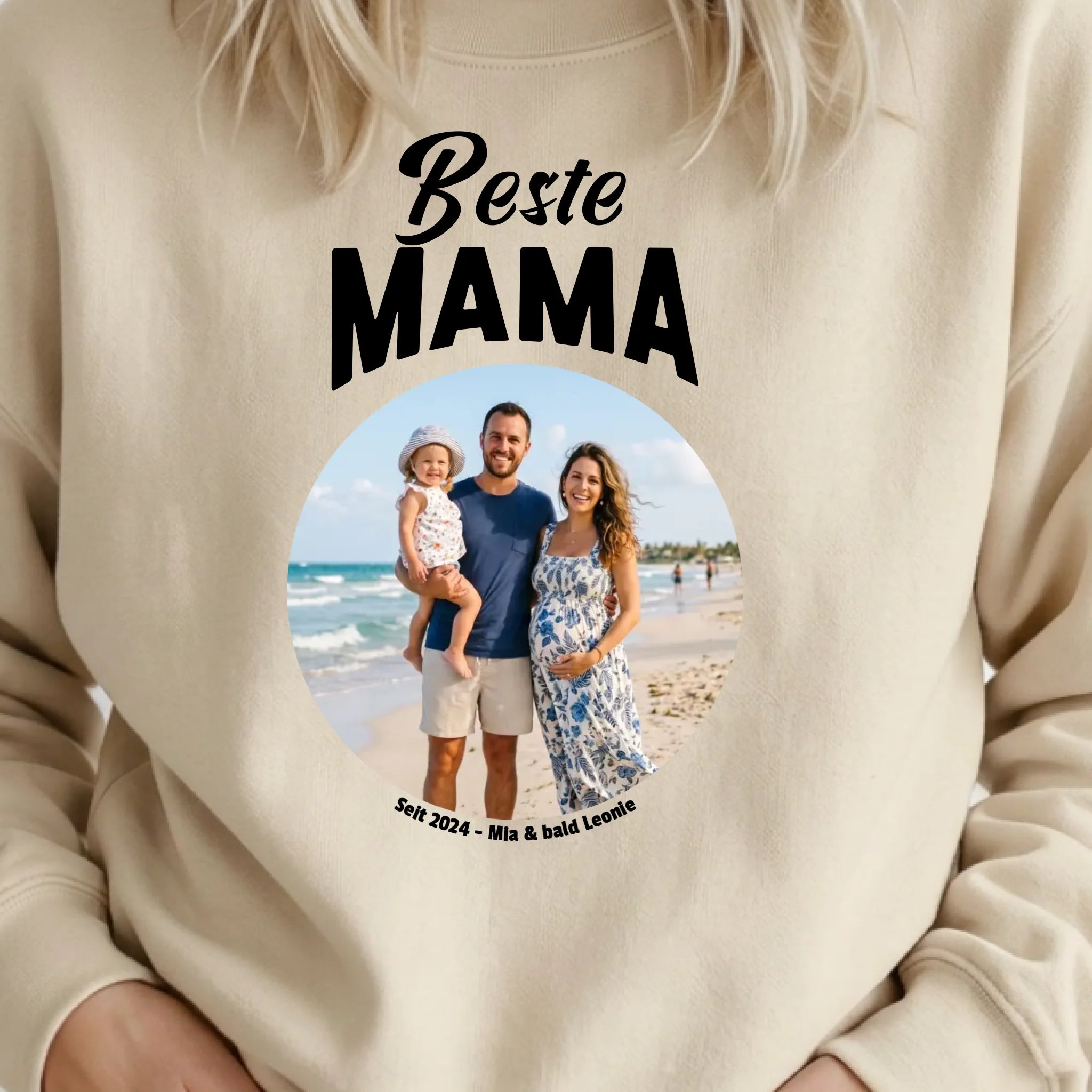 Sweater beige personalisiert