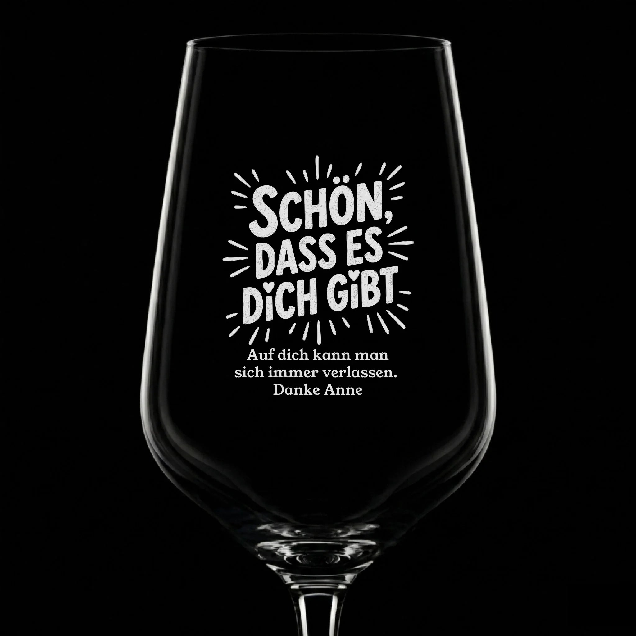 Weinglas mit Gravur