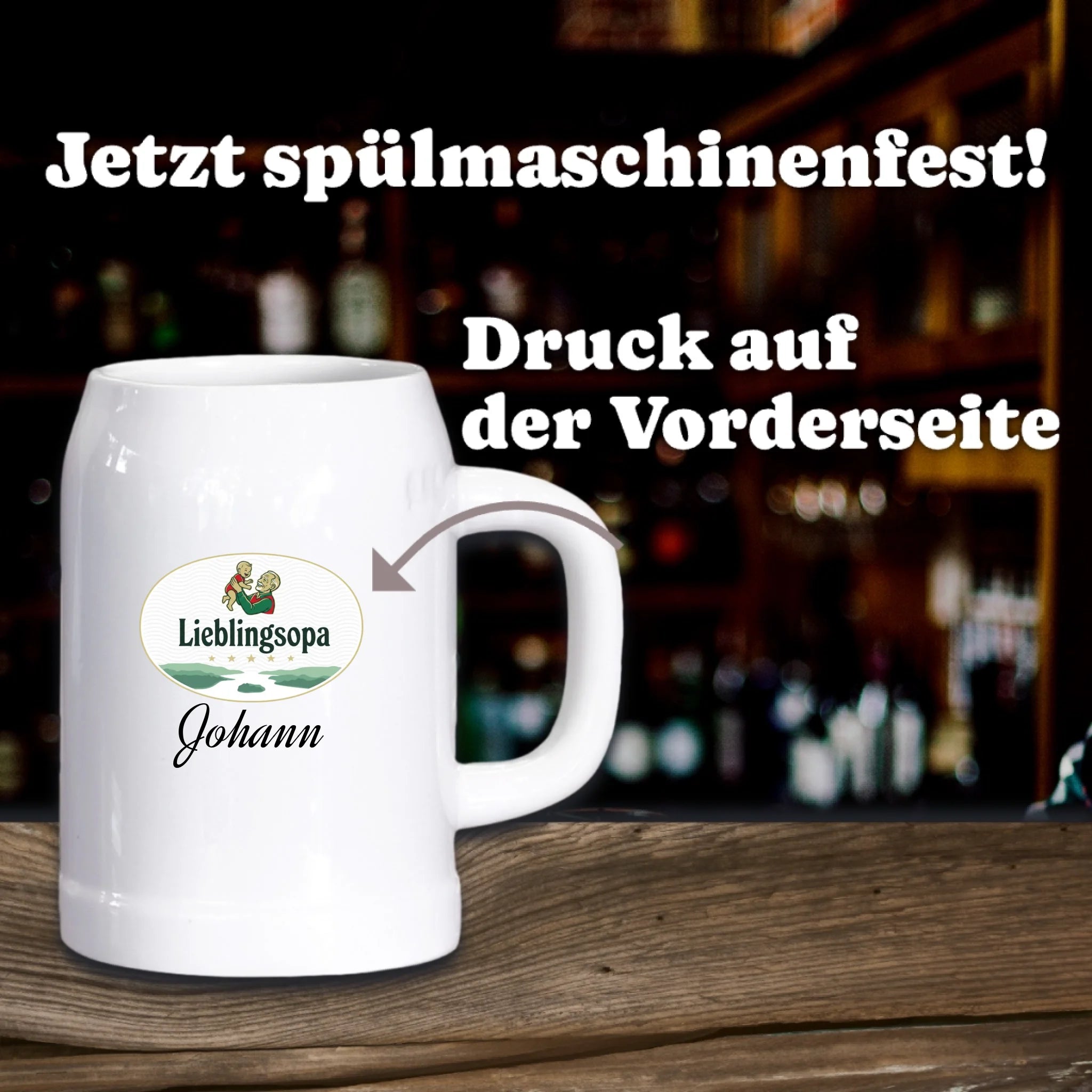 Bierkrug aus Stein personalisiert