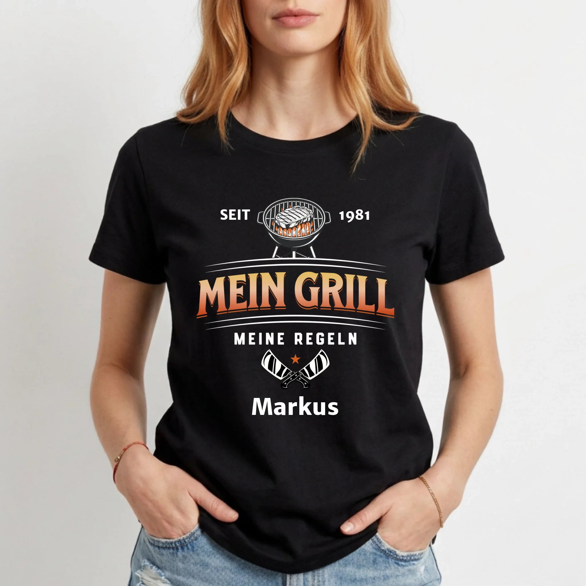 Personalisiertes T-Shirt Damen - schwarz