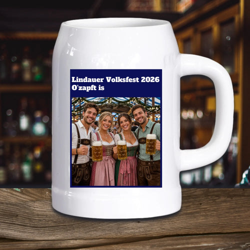 Bierkrug mit Foto und Text im Volksfest Design – Geschenk zum Volksfest