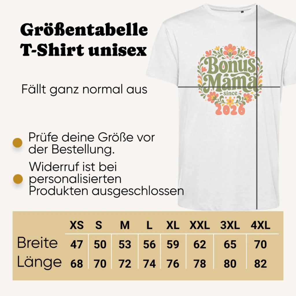 Personalisiertes T-shirt unisex - Größentabelle