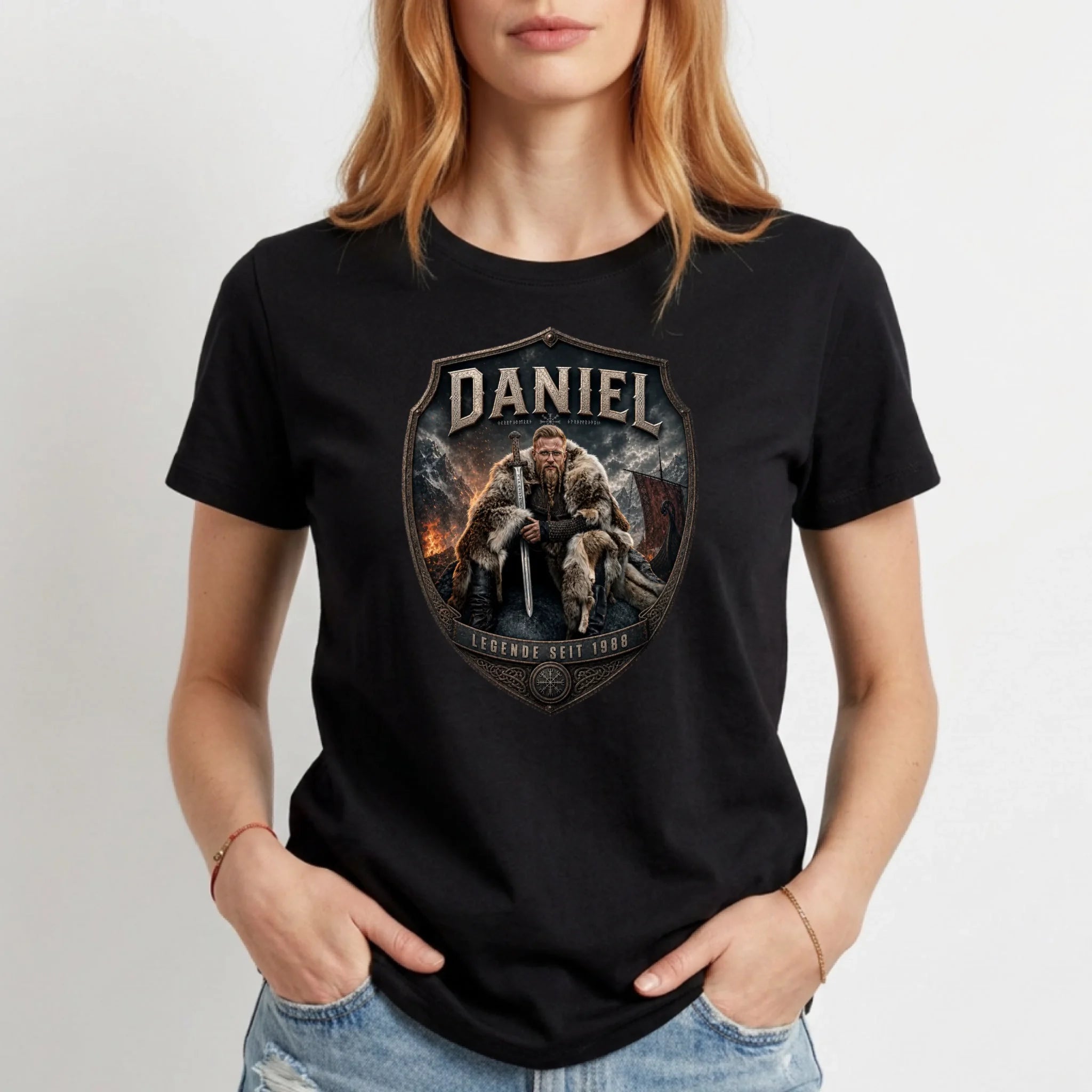 Personalisiertes T-Shirt Damen - schwarz