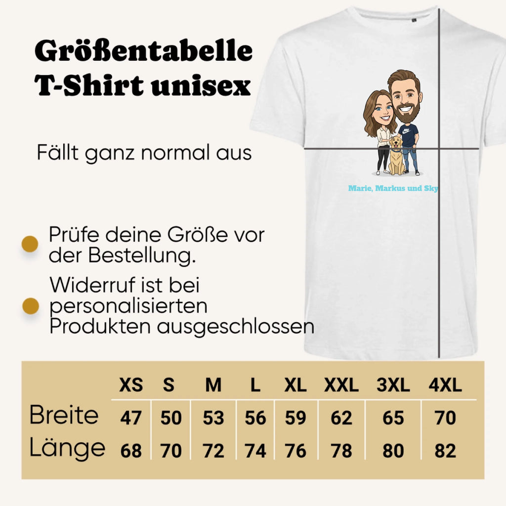 Personalisiertes T-shirt unisex - Größentabelle