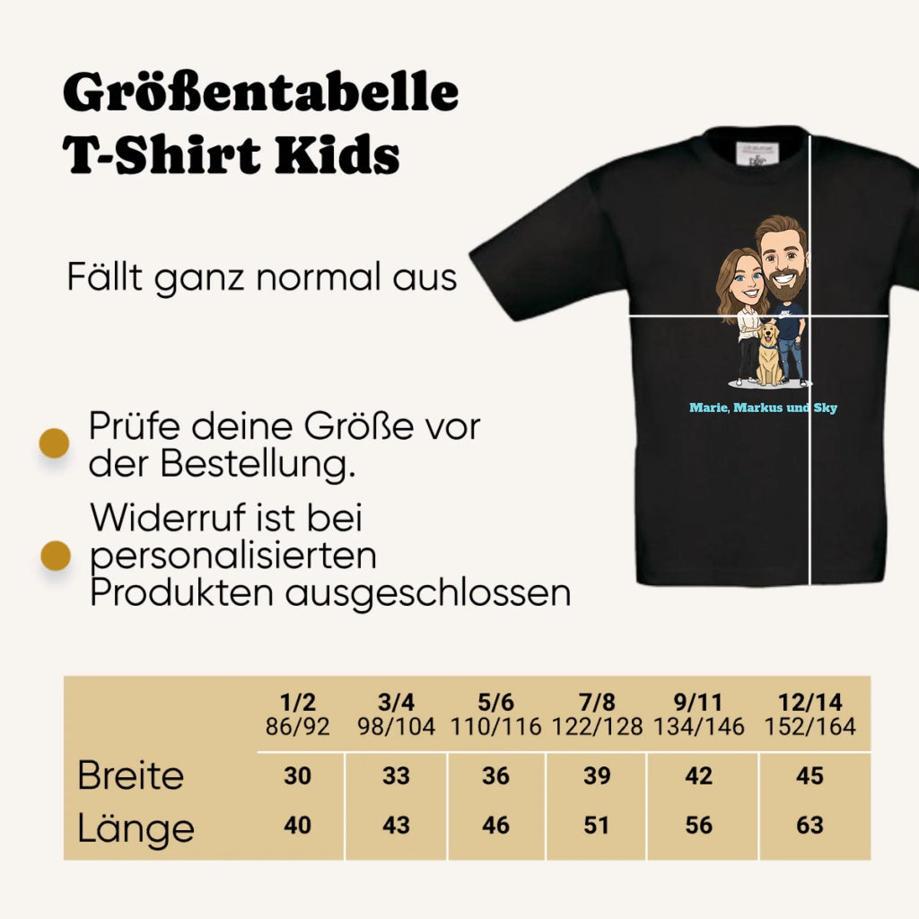 Personalisiertes T-Shirt Kids Grössentabelle