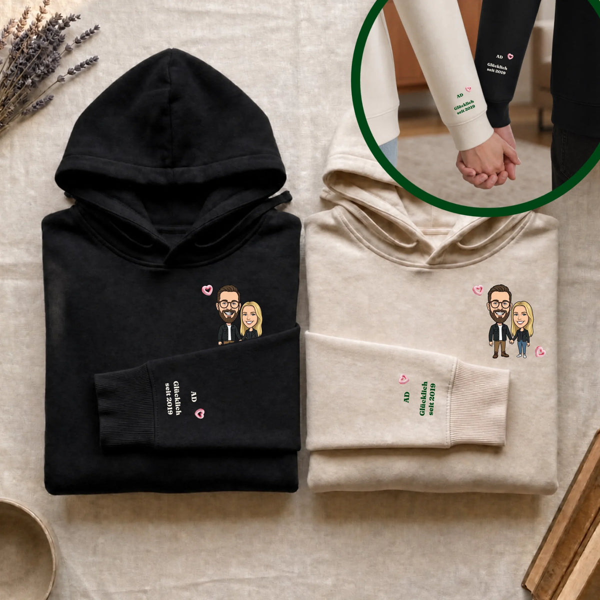 Partnerlook Hoodie schwarz - weiß