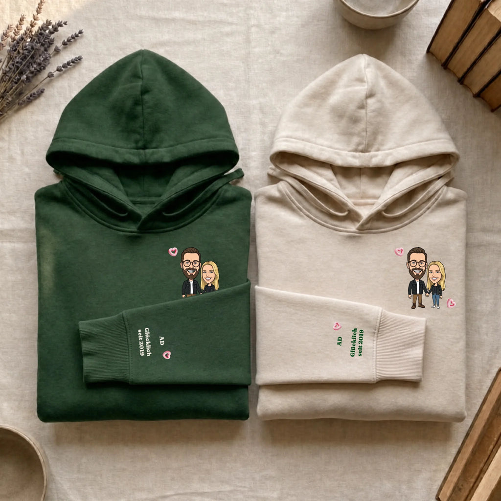 Partnerlook Hoodie gruen - weiß