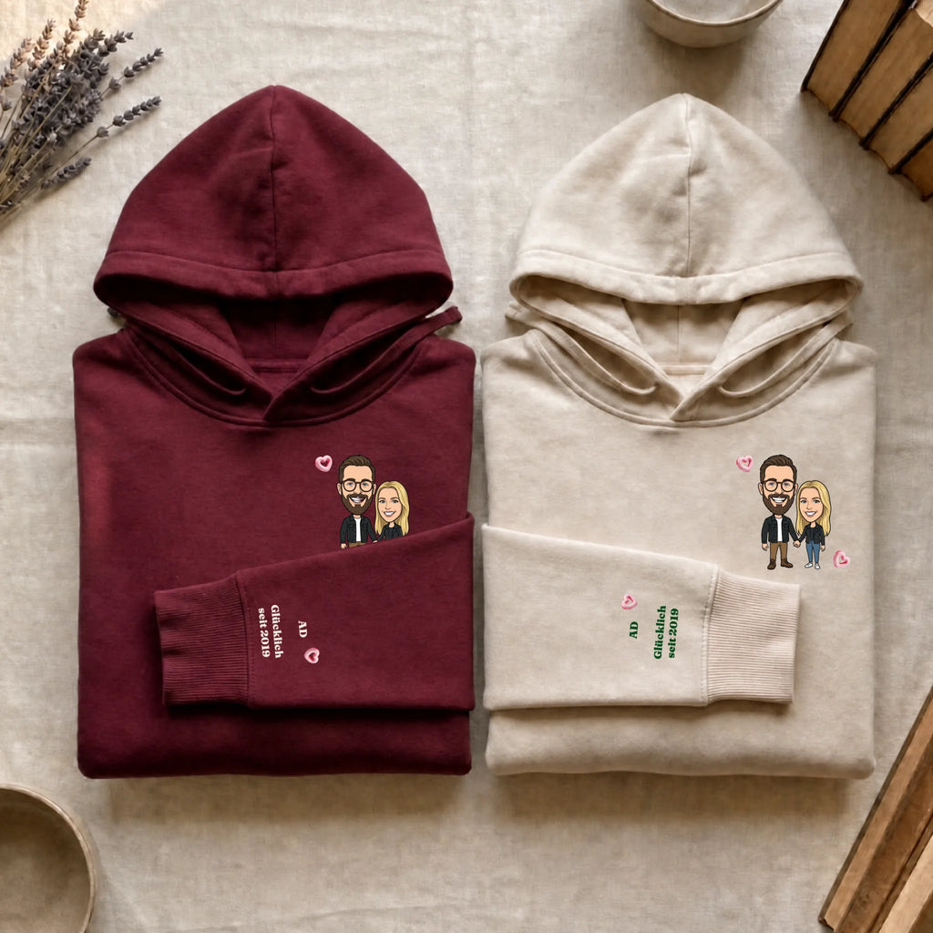 Partnerlook Hoodie rot - weiß