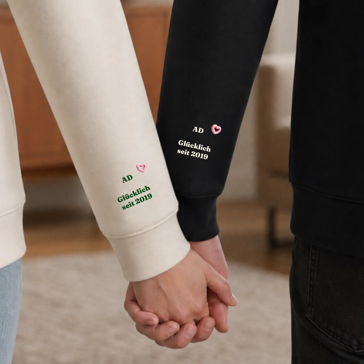 Partnerlook Hoodie rot - weiß