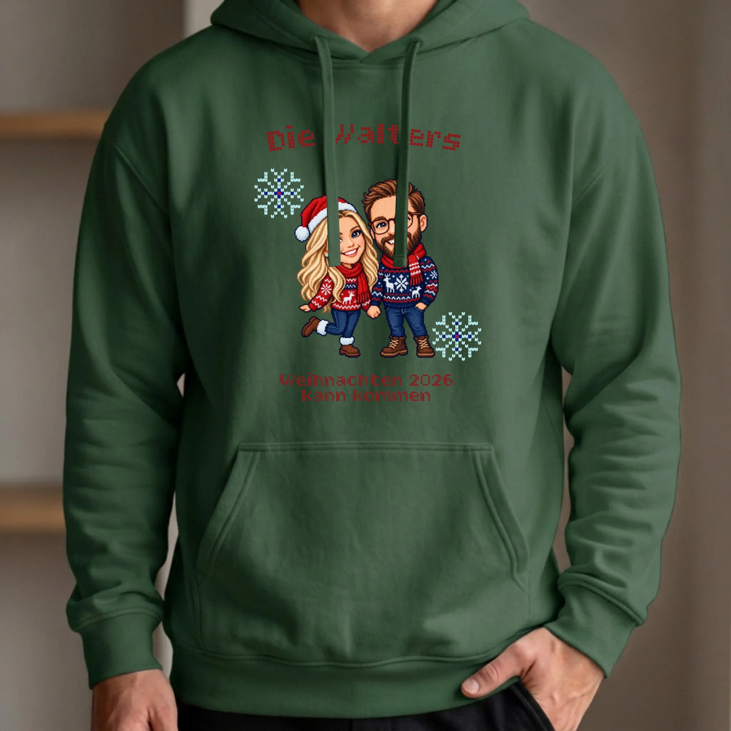 Personalisierter Hoodie grün vorn