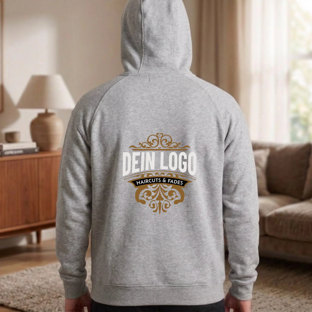 Personalisierter Hoodie grau Rücken