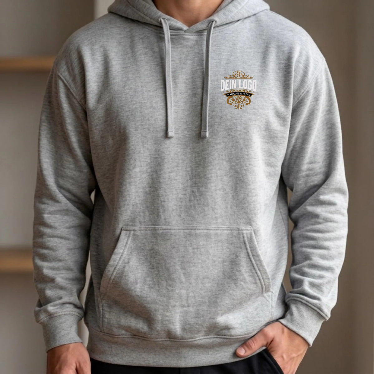 Personalisierter Hoodie grau vorne