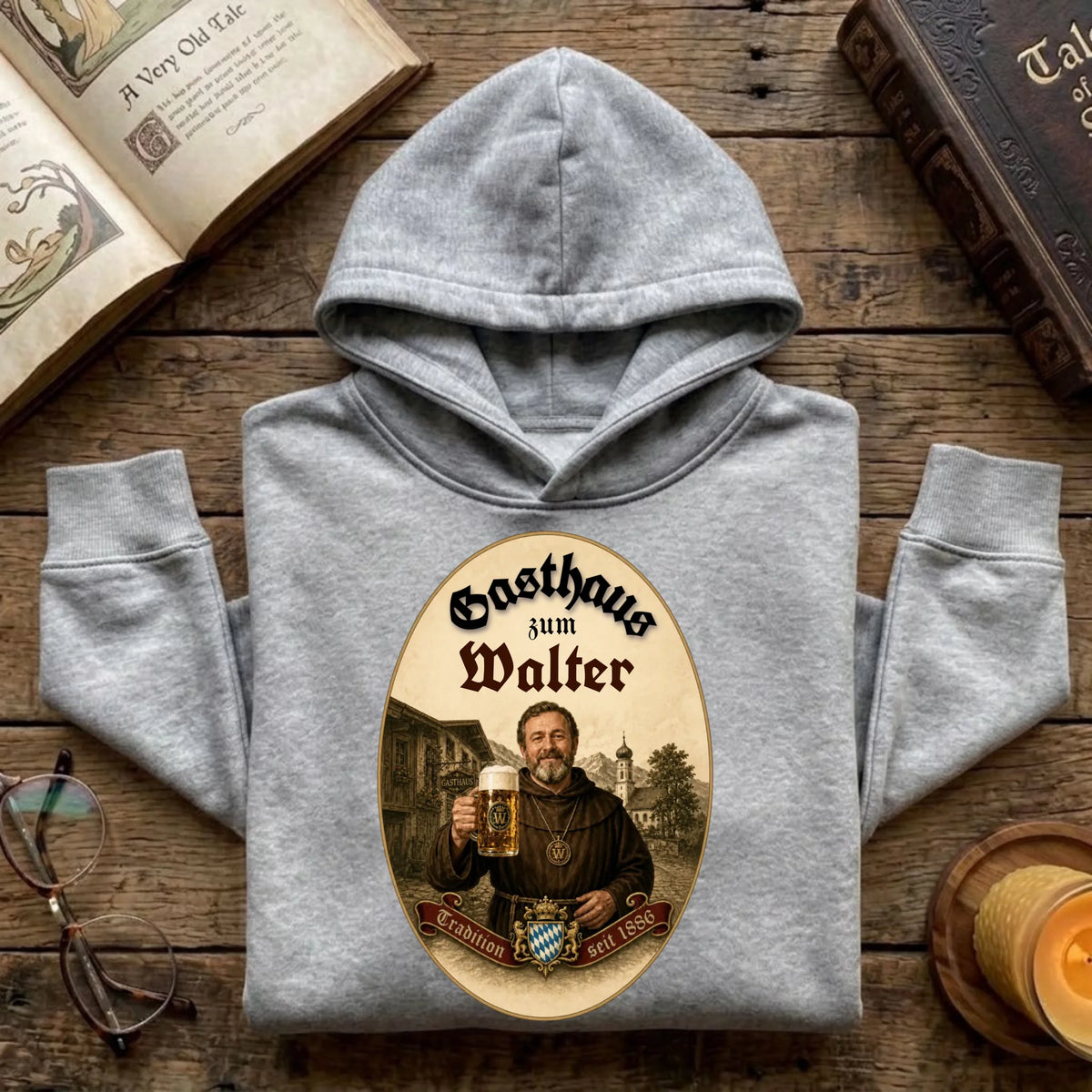 Personalisierter Hoodie grau