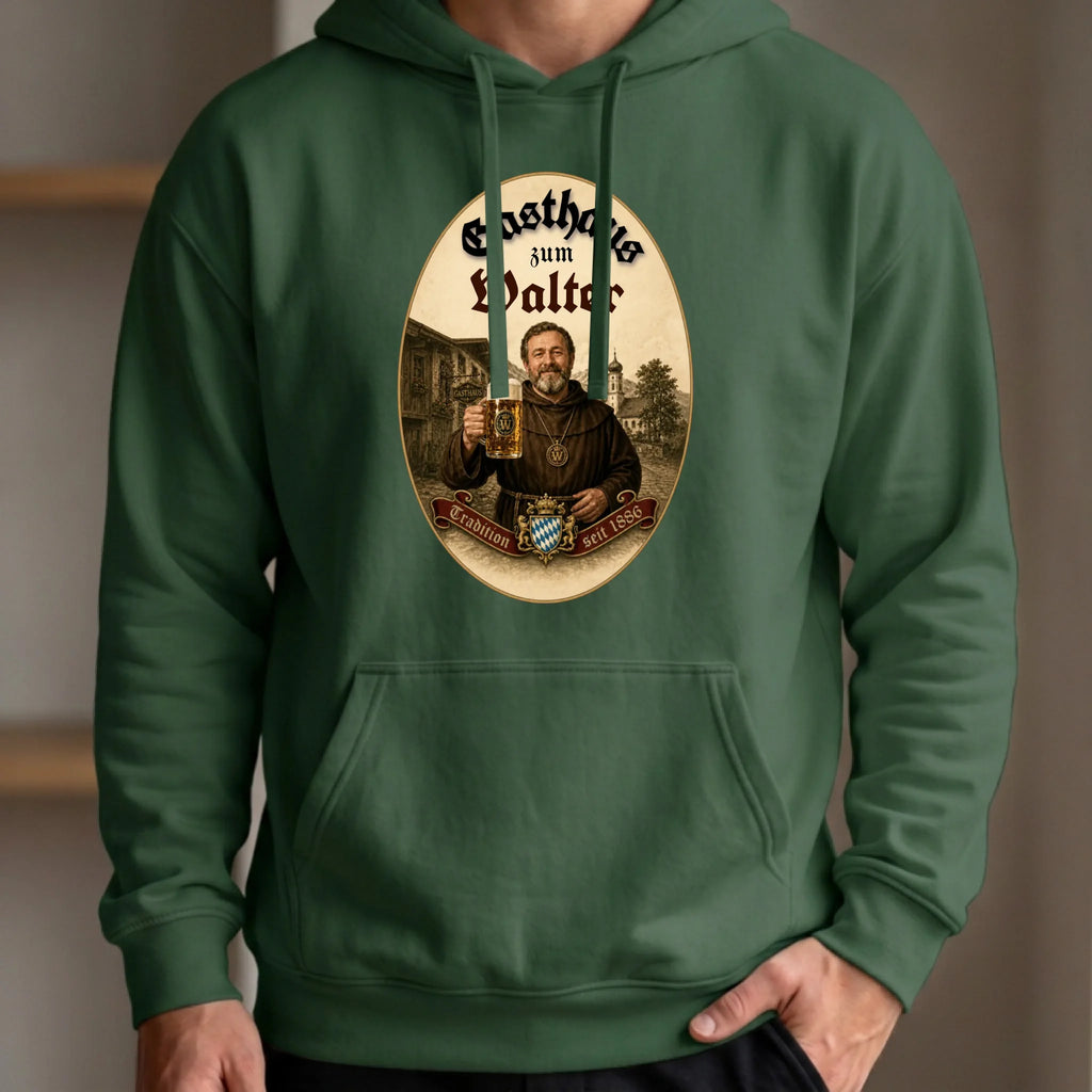 Personalisierter Hoodie grün vorn