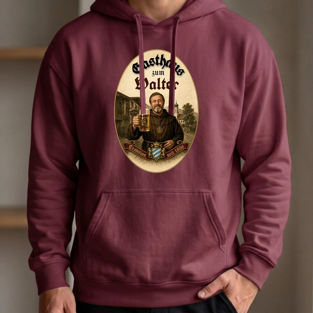 Personalisierter Hoodie rot vorn