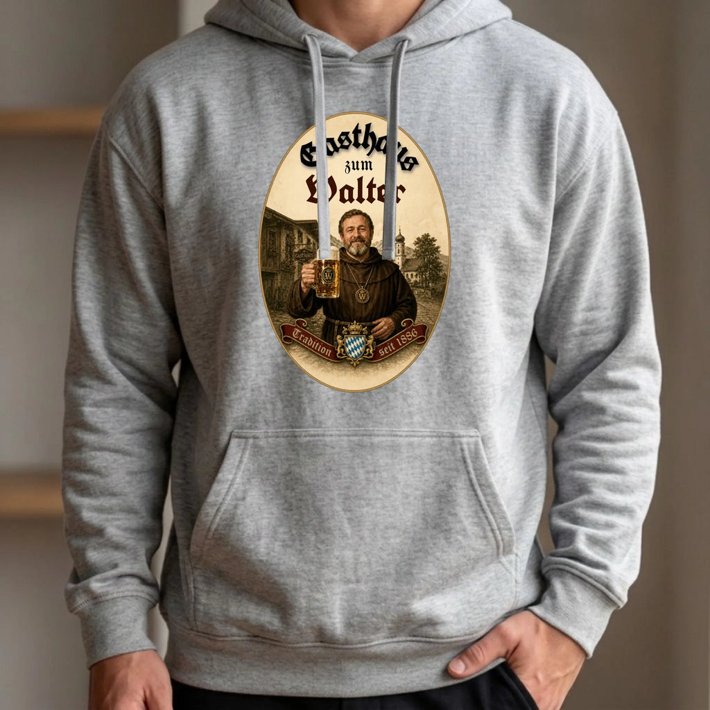 Personalisierter Hoodie grau vorne