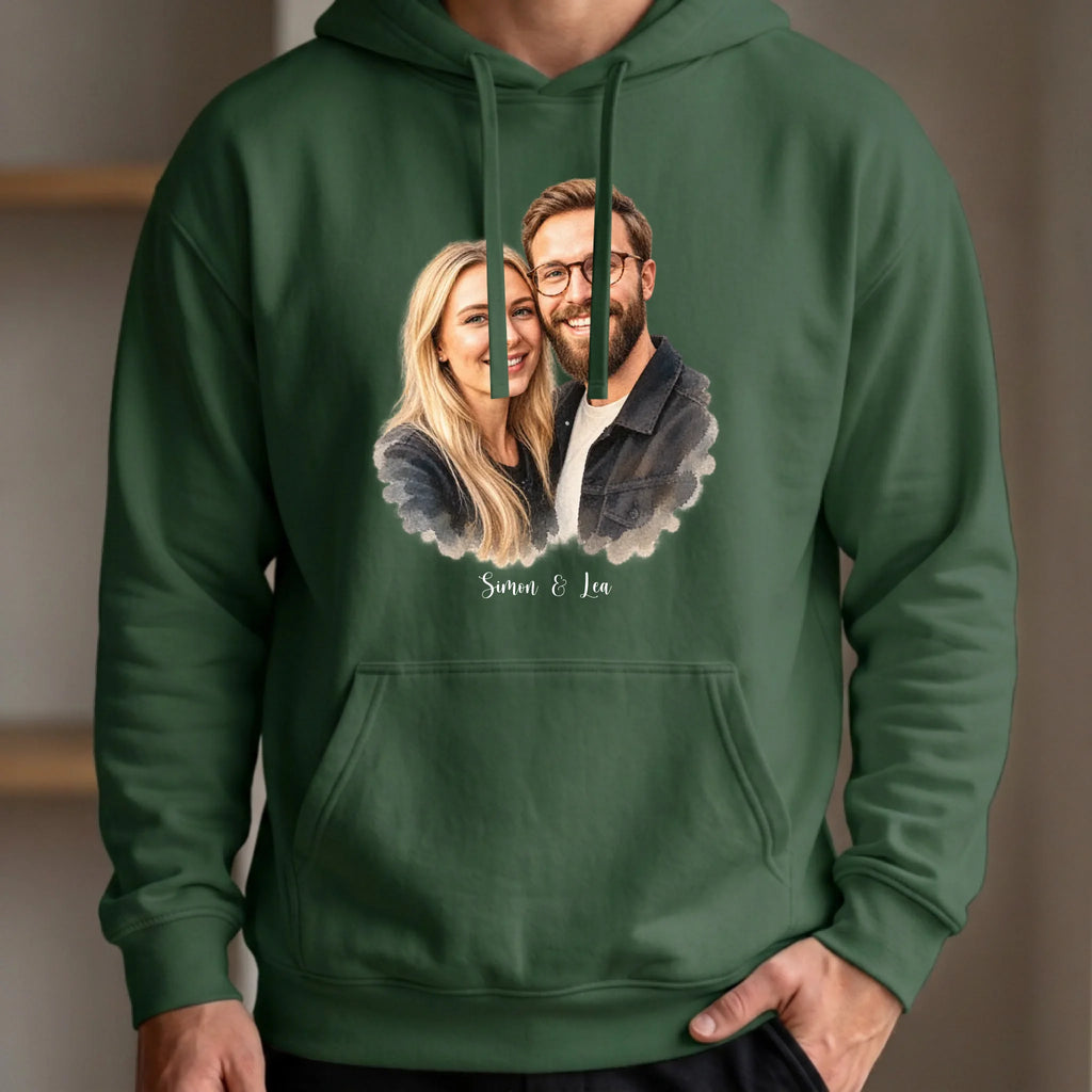 Personalisierter Hoodie grün vorn