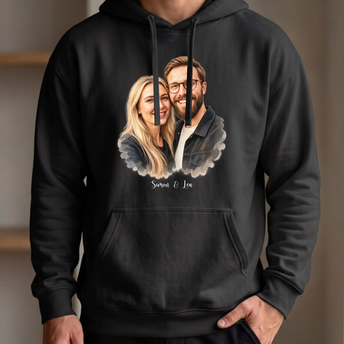 Personalisierter Hoodie schwarz vorn
