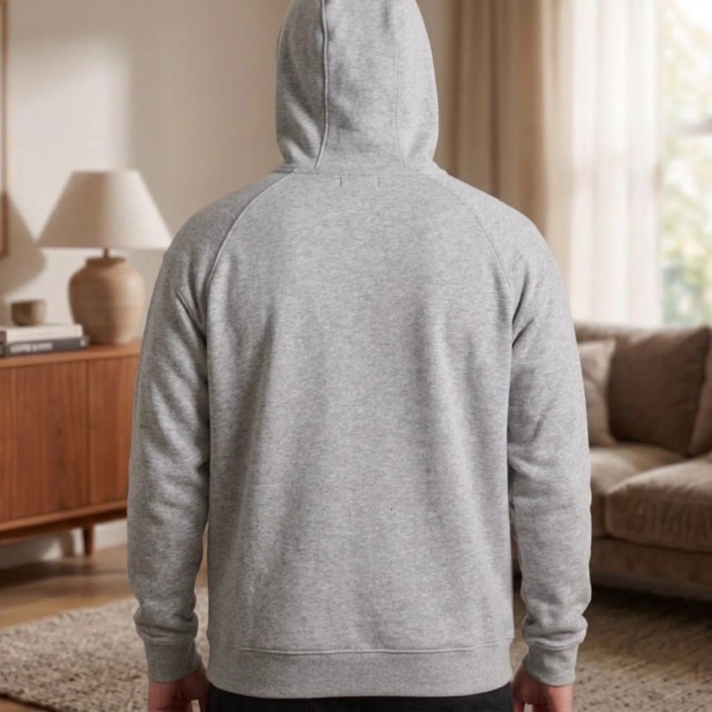 Personalisierter Hoodie grau Rücken