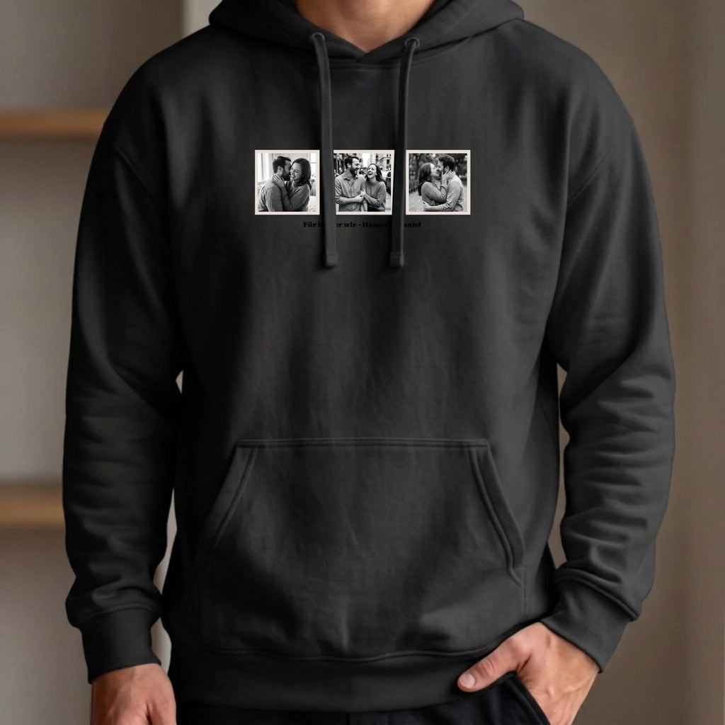 Personalisierter Hoodie schwarz vorn
