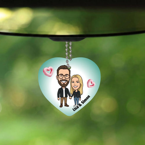 Anhänger für Autospiegel im Comic Design mit Foto – personalisiertes Geschenk