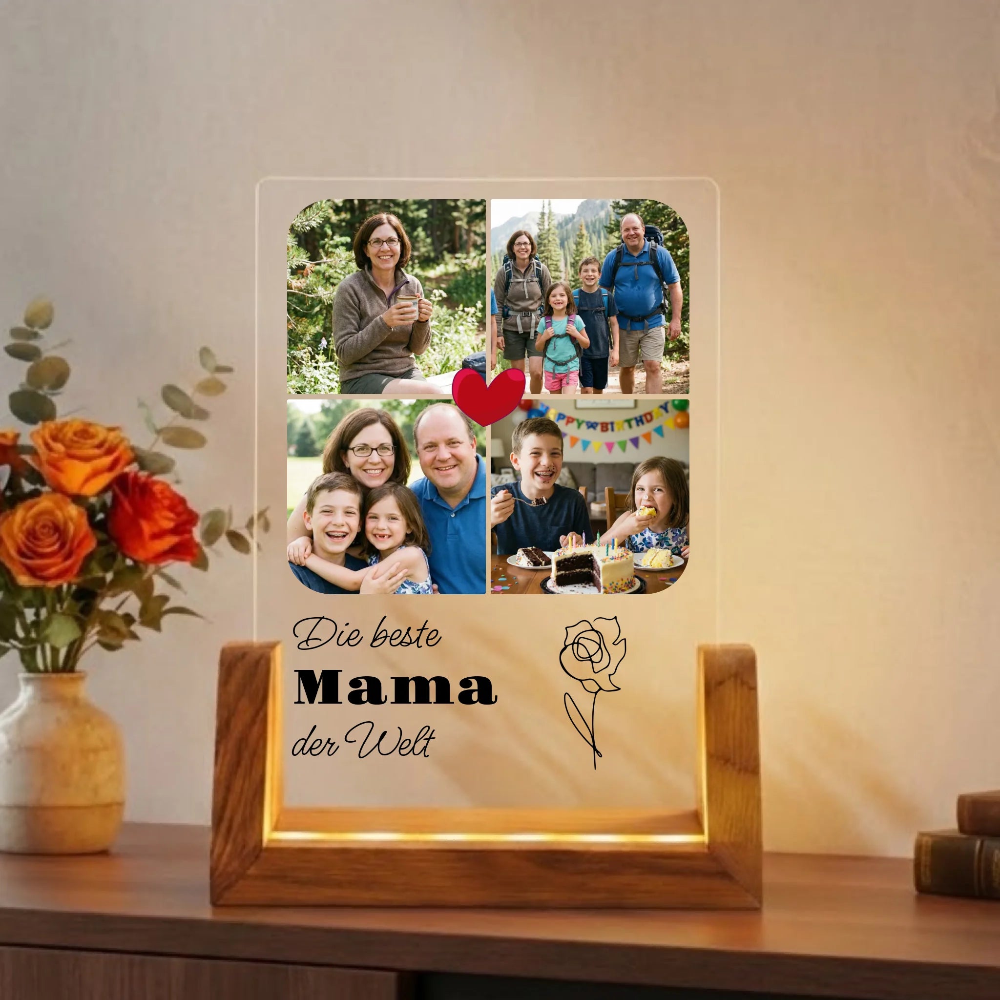 Beste Mama Dekolampe personalisiert mit Holzsockel