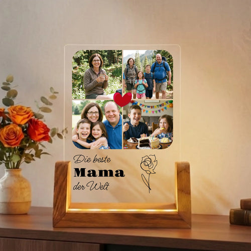 Beste Mama Dekolampe personalisiert mit Holzsockel