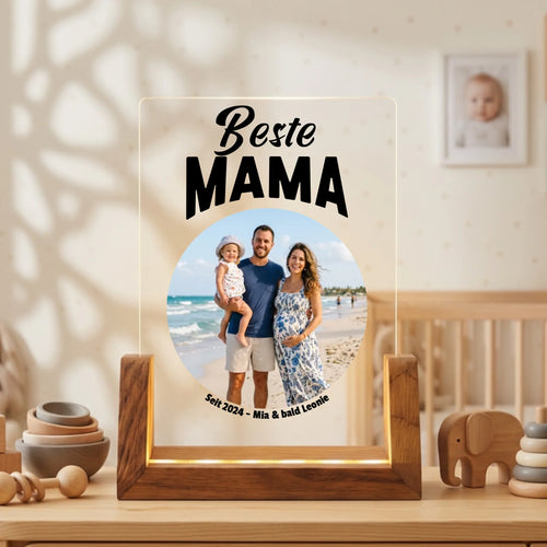 Beste Mama Lampe mit Foto und Text