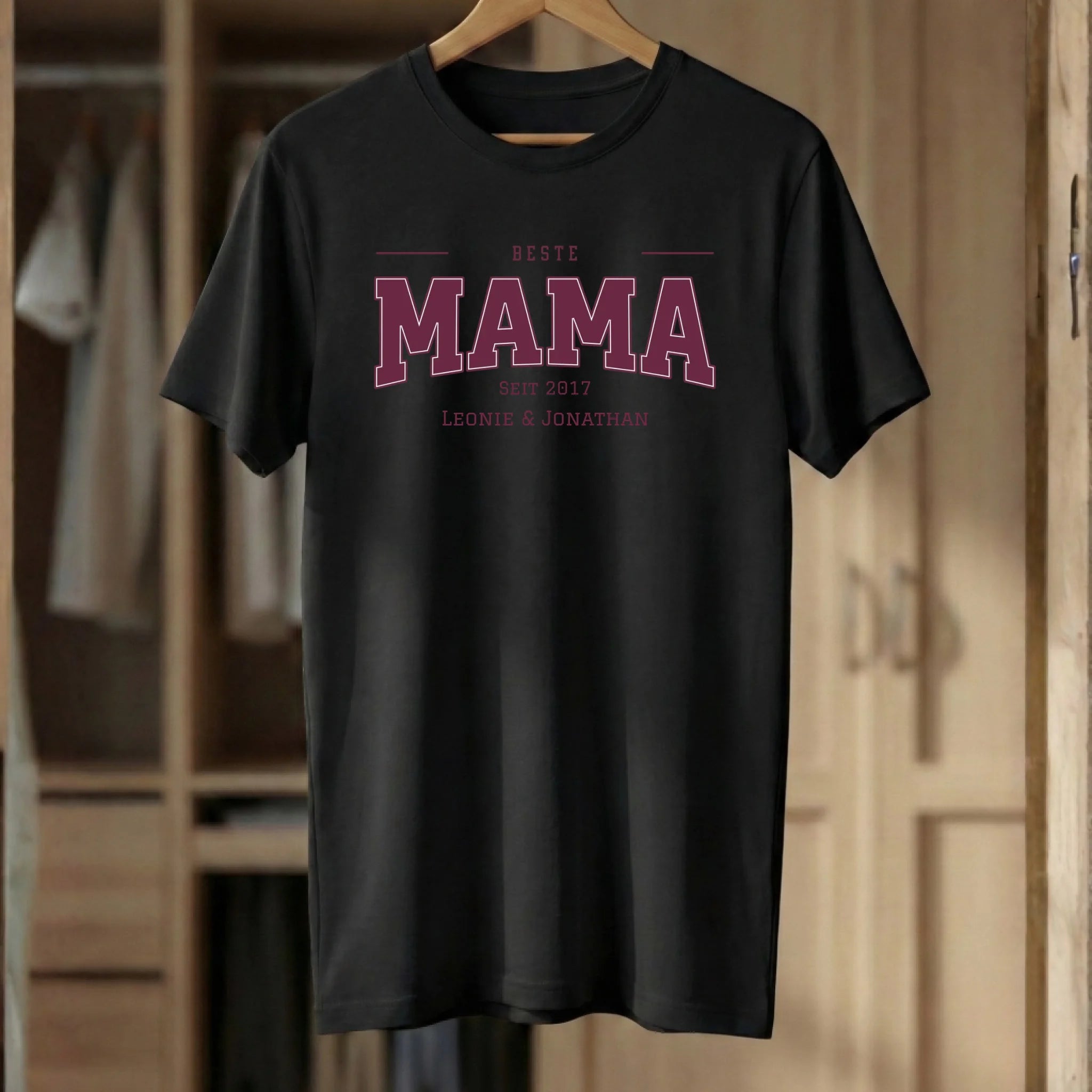 Beste Mama T-Shirt personalisiert mit Namen Black Hang