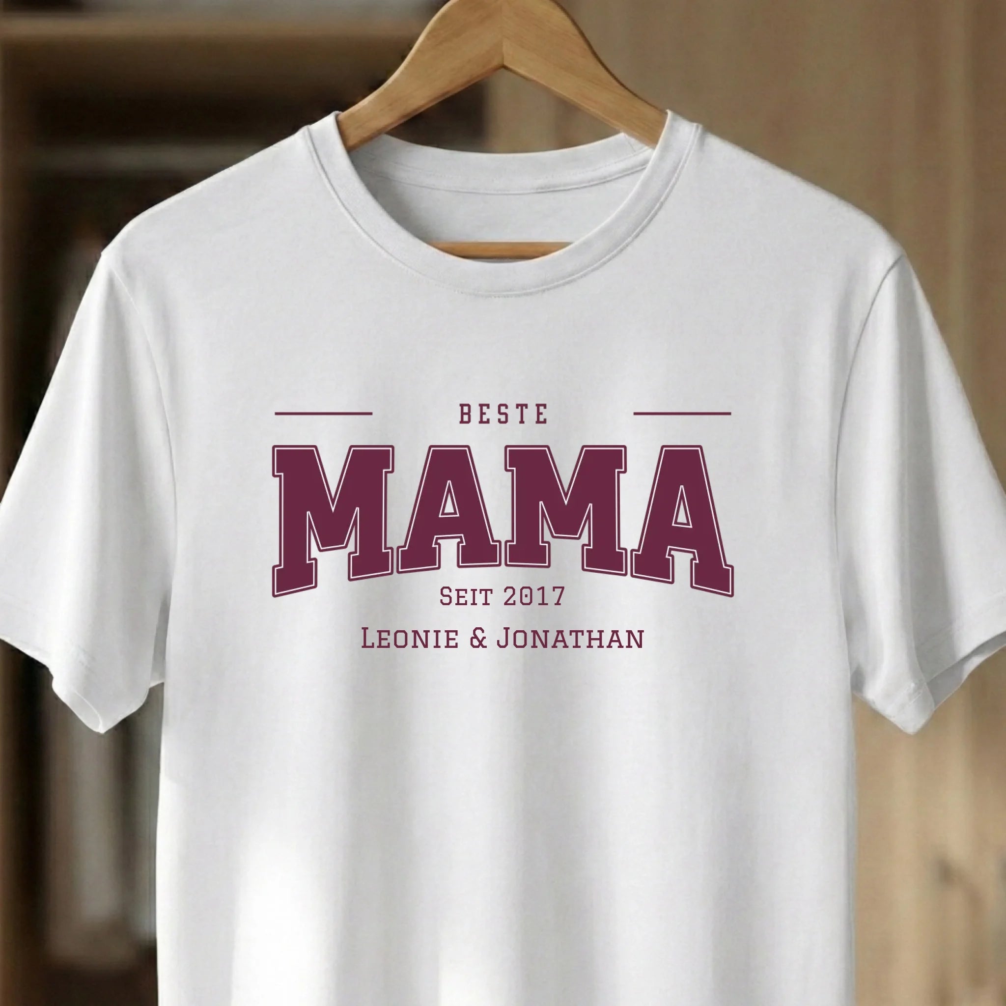 Beste Mama T-Shirt personalisiert mit Namen White