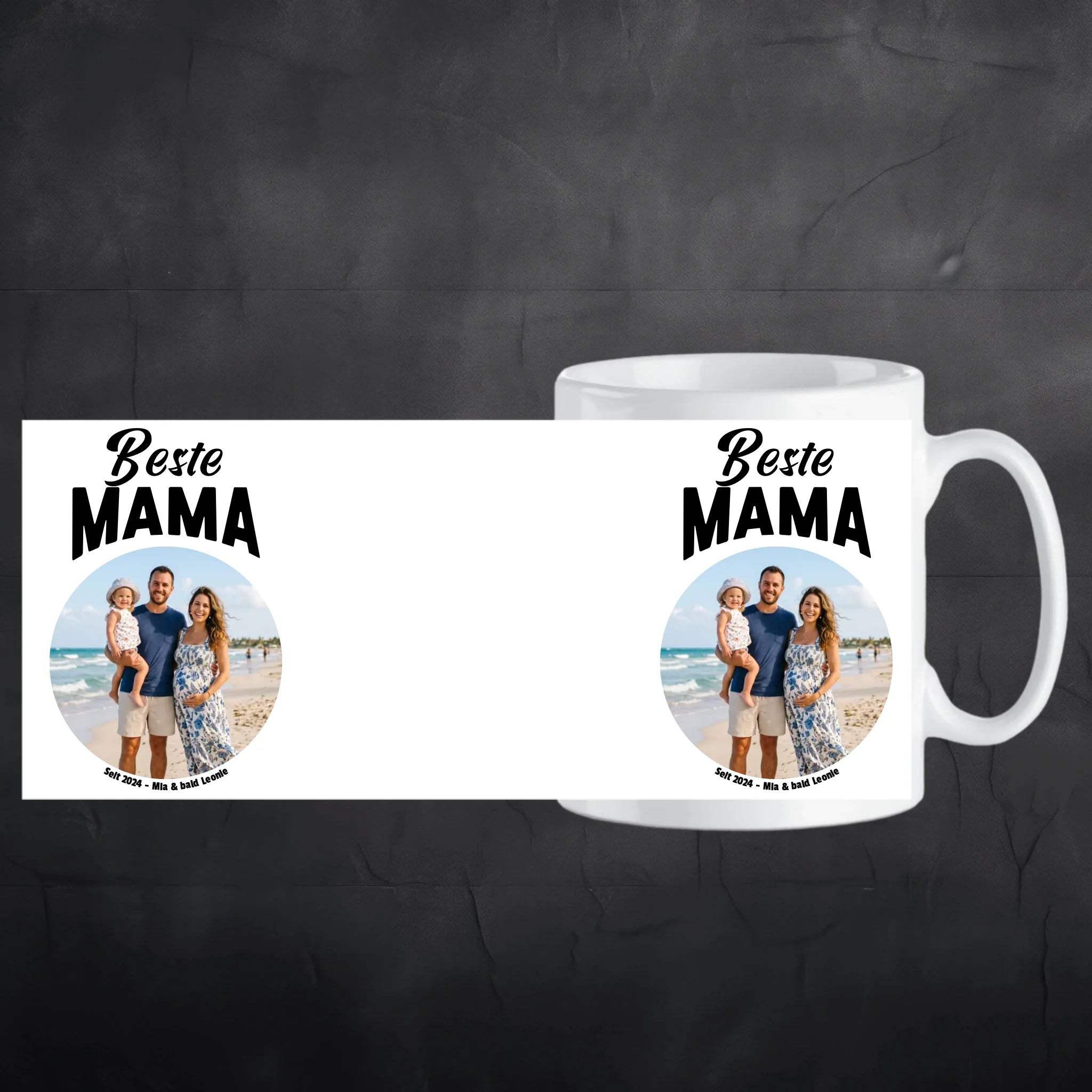 Beste Mama Tasse mit Foto und Text personalisiert Aufriss