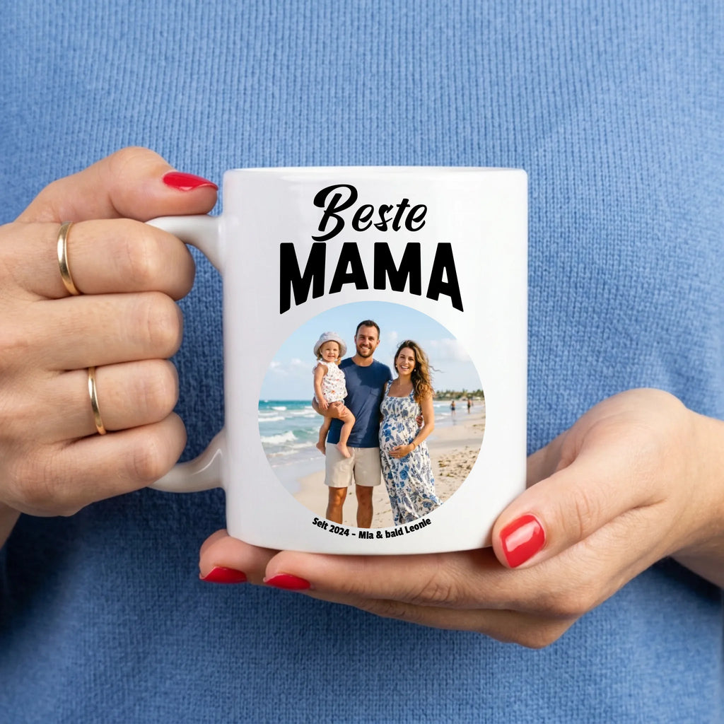 Beste Mama Tasse mit Foto und Text personalisiert