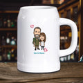 Comic Bierkrug mit Foto personalisiert