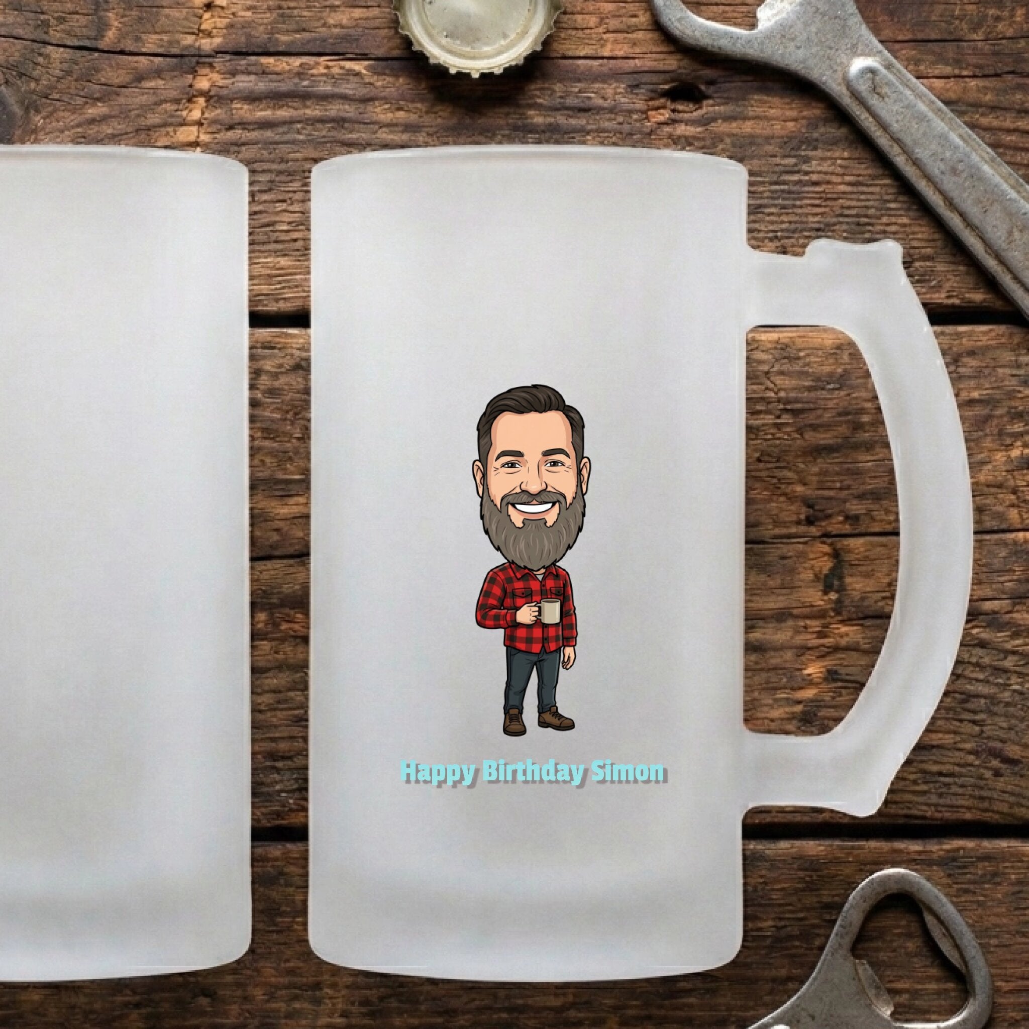 Comic Bierkrug mit eigenem Foto personalisiert