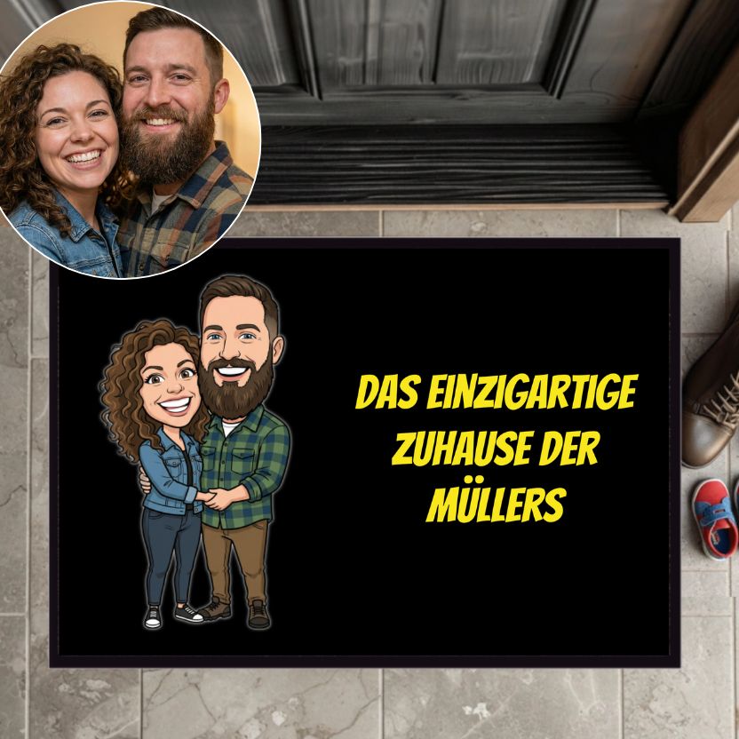 Comic Fussmatte personalisiert mit Text