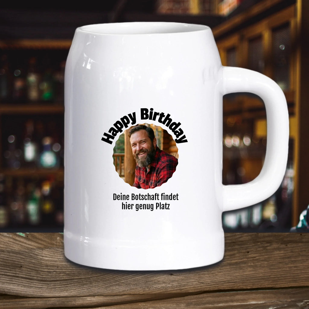Foto Bierkrug mit Text personalisiert - Happy Birthday