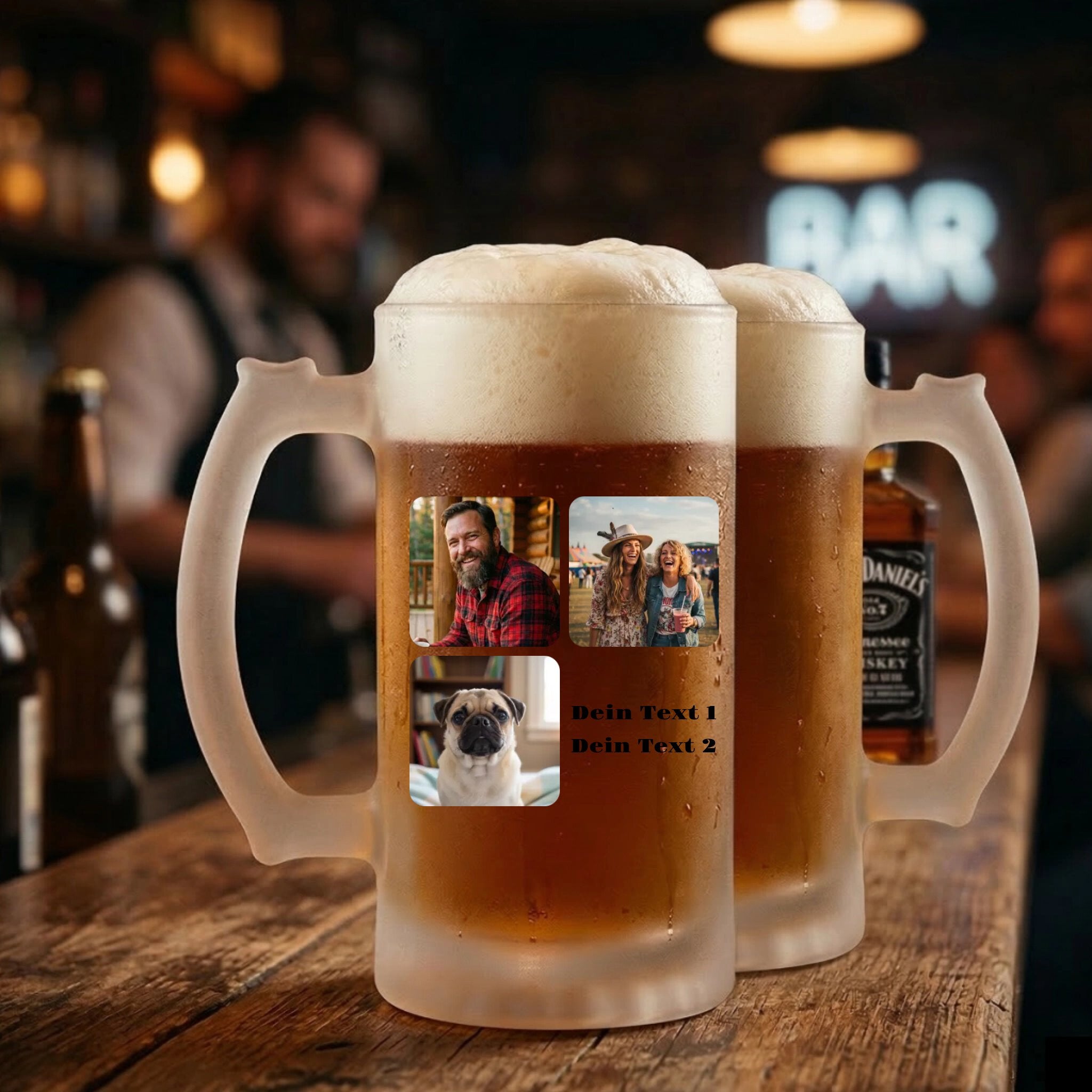 Foto Bierkrug personalisiert aus satiniertem Glas