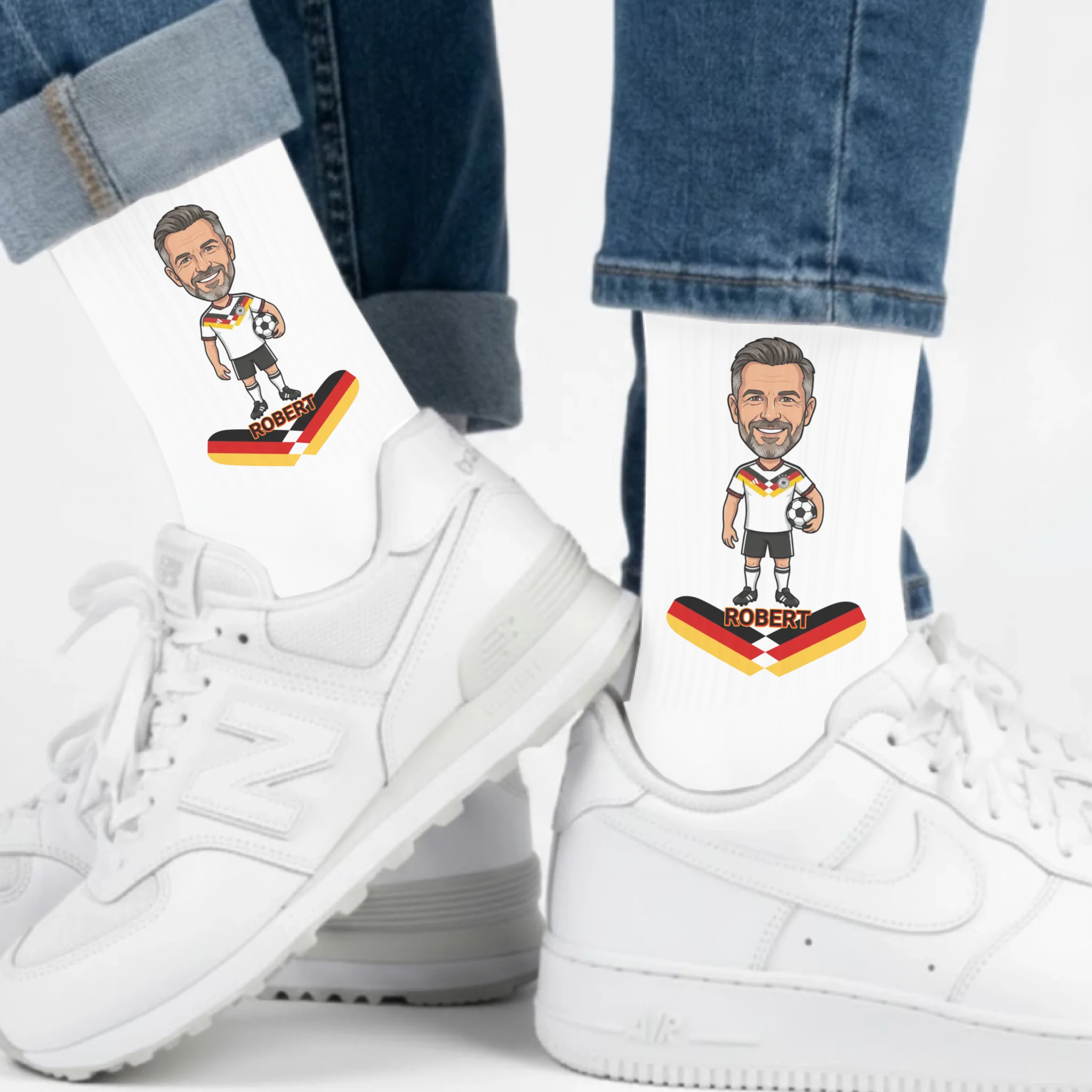 Fußball Socken mit Comic Foto personalisiert