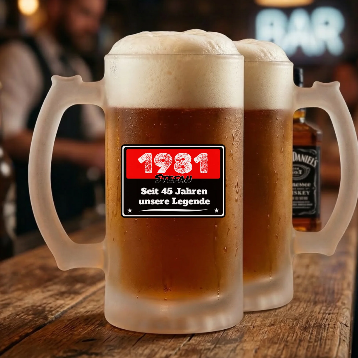 Glas Bierkrug mit Namen zum Geburtstag