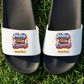 Happy Camper Badelatschen personalisiert Schwarz